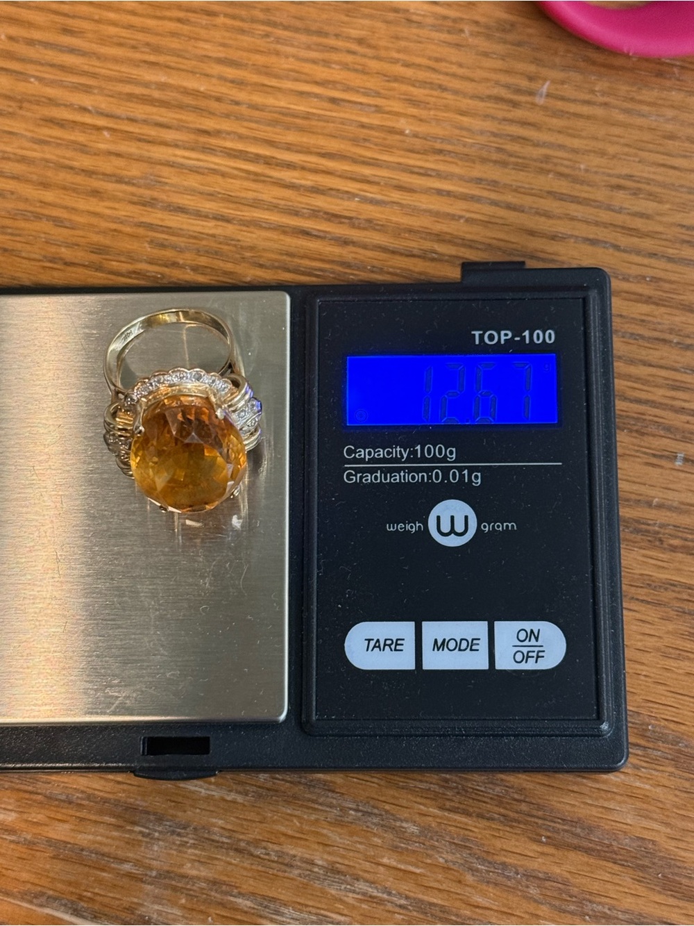 14k Gold Citrine Diamond Ring Size 7.5 Large Gemstone Statement Luxury - Picture 15 of 16
